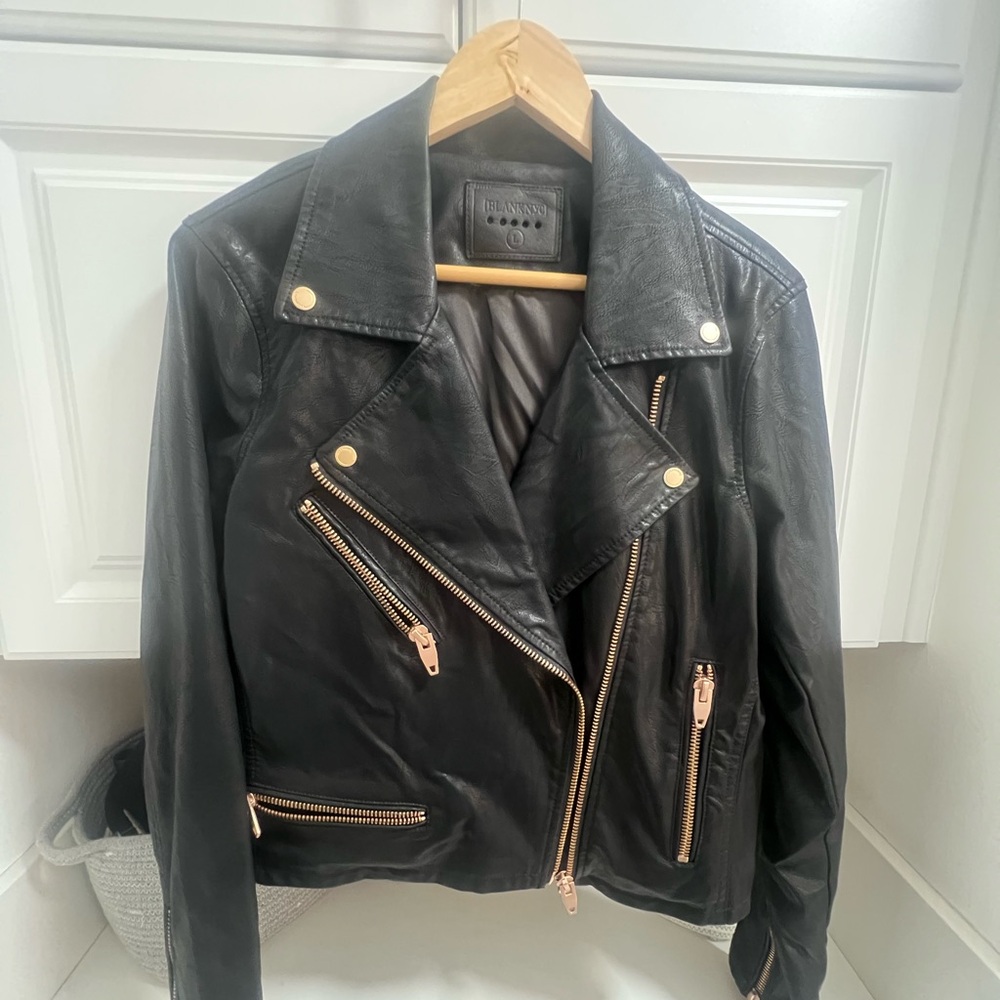 Blank NYC Black and Gold Faux Leather Jacket